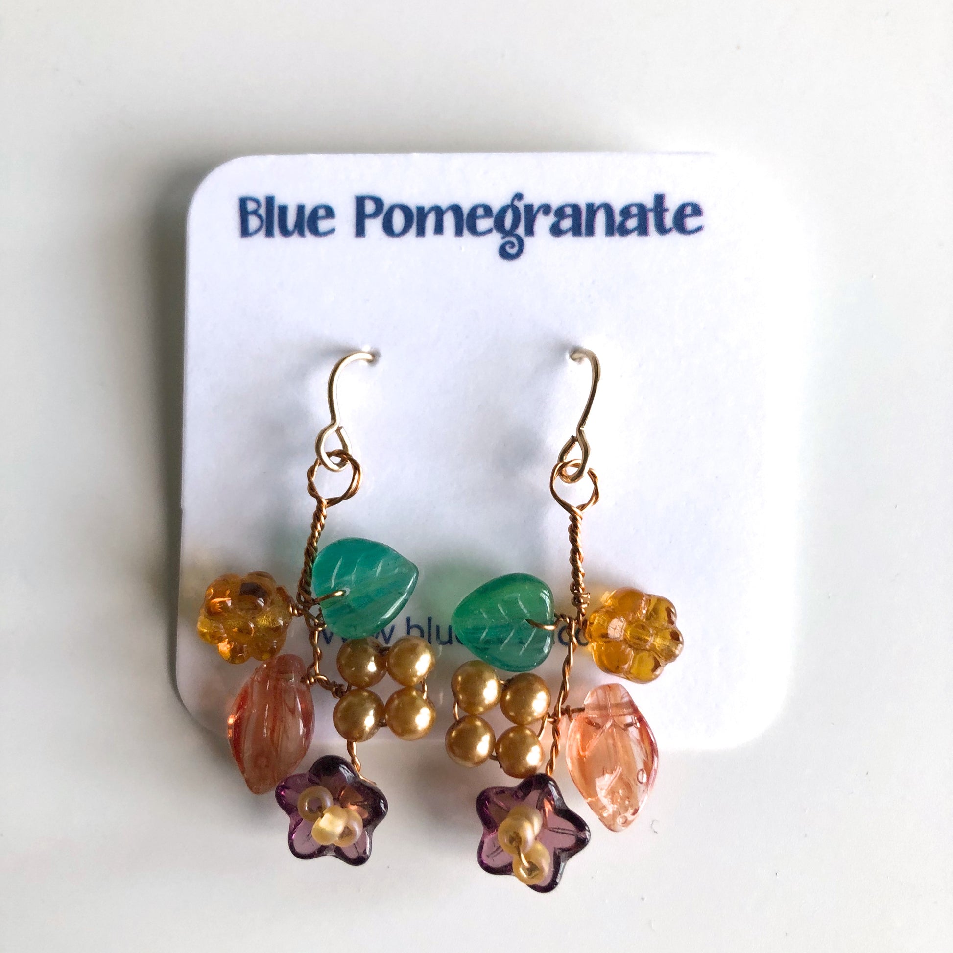 Flower Cluster Earrings, Cool Colors by Mary Lowe - © Blue Pomegranate Gallery