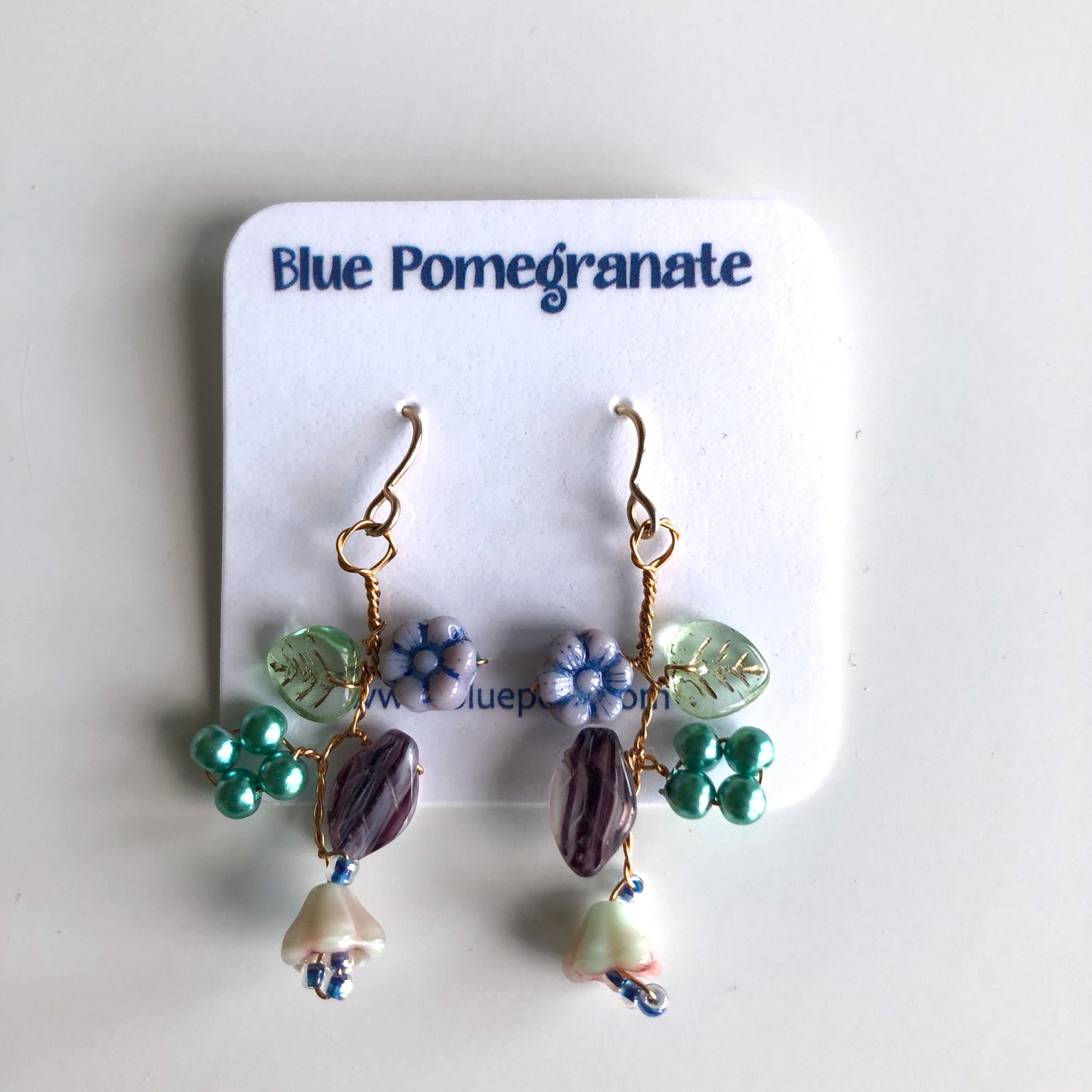 Flower Cluster Earrings, Cool Colors by Mary Lowe - © Blue Pomegranate Gallery