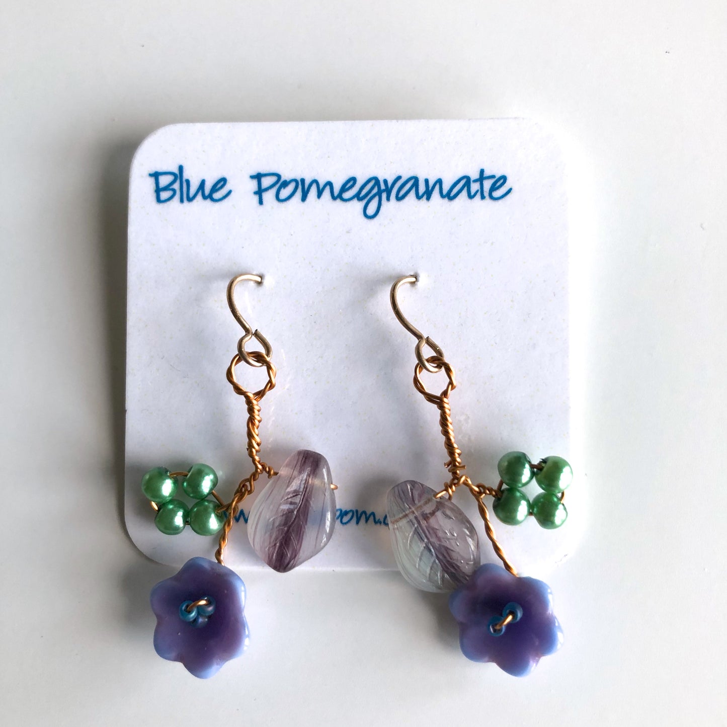 Flower Cluster Earrings, Cool Colors by Mary Lowe - © Blue Pomegranate Gallery