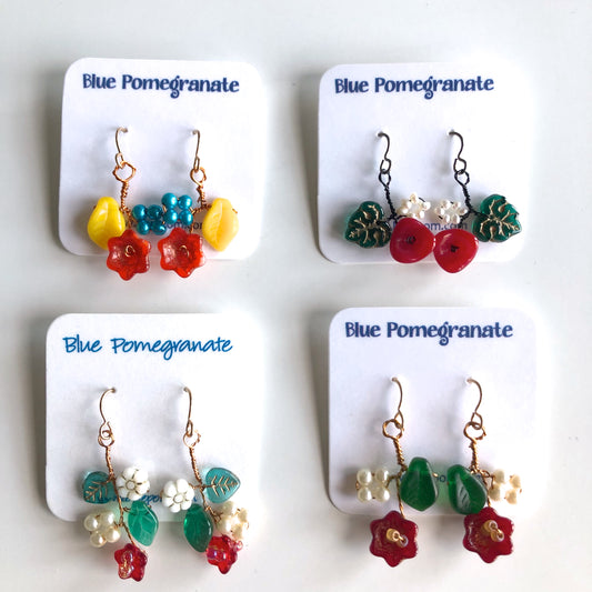 Flower Cluster Earrings, Warm Colors by Mary Lowe - © Blue Pomegranate Gallery