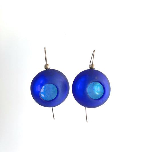 Cobalt Atomic Orb Earrings by Dolores Barrett - © Blue Pomegranate Gallery