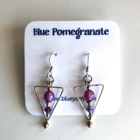 Triangle Earrings with Purple Beads by Mary Kahmann - © Blue Pomegranate Gallery