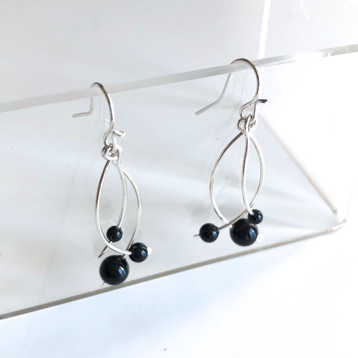 S55-ss-bk Black Talking Friends Earrings by Mark Steel - © Blue Pomegranate Gallery