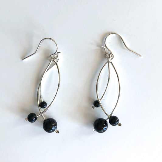 S55-ss-bk Black Talking Friends Earrings by Mark Steel - © Blue Pomegranate Gallery