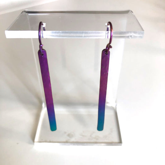 F22-n Hammered Stick Earrings by Mark Steel - © Blue Pomegranate Gallery