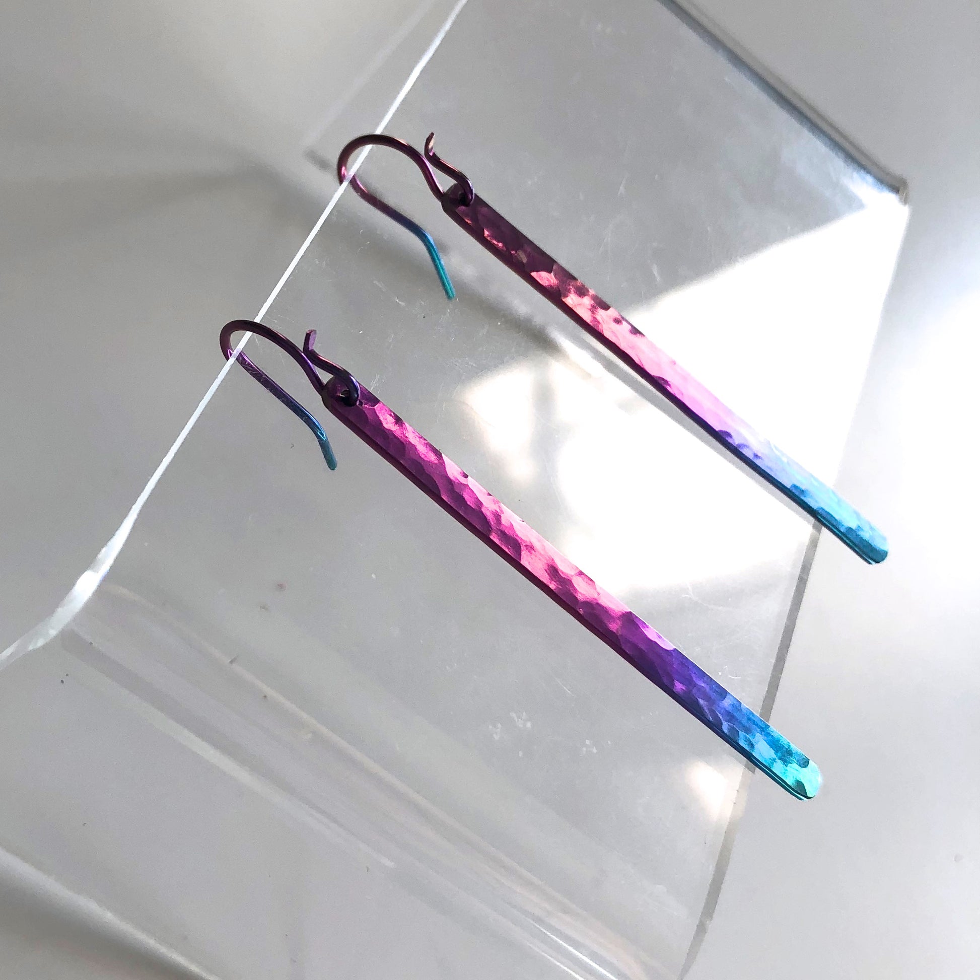 F22-n Hammered Stick Earrings by Mark Steel - © Blue Pomegranate Gallery