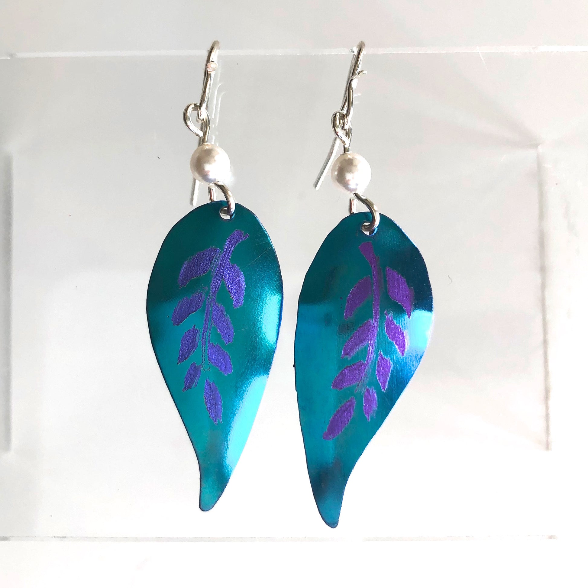 A21-ss Cala Lily leaf Earrings by Mark Steel - © Blue Pomegranate Gallery