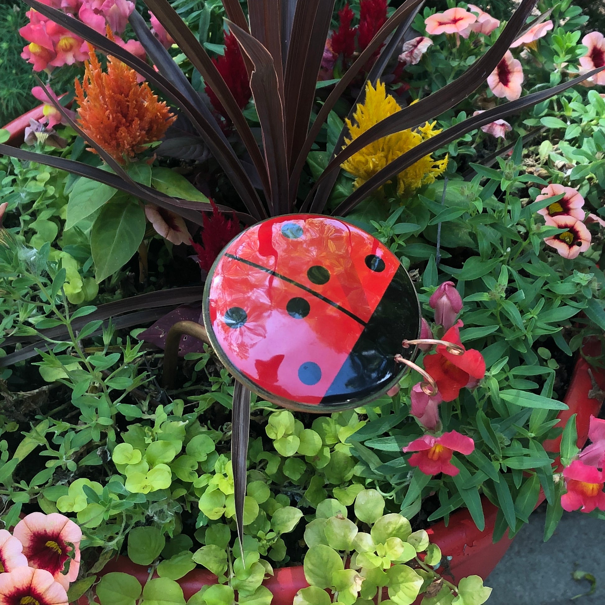 Ladybug Bobble Garden Stake by Lisa Fida - © Blue Pomegranate Gallery