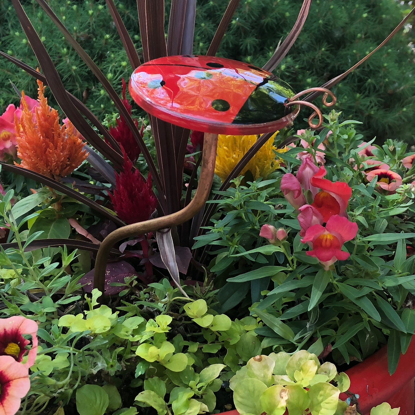 Ladybug Bobble Garden Stake by Lisa Fida - © Blue Pomegranate Gallery
