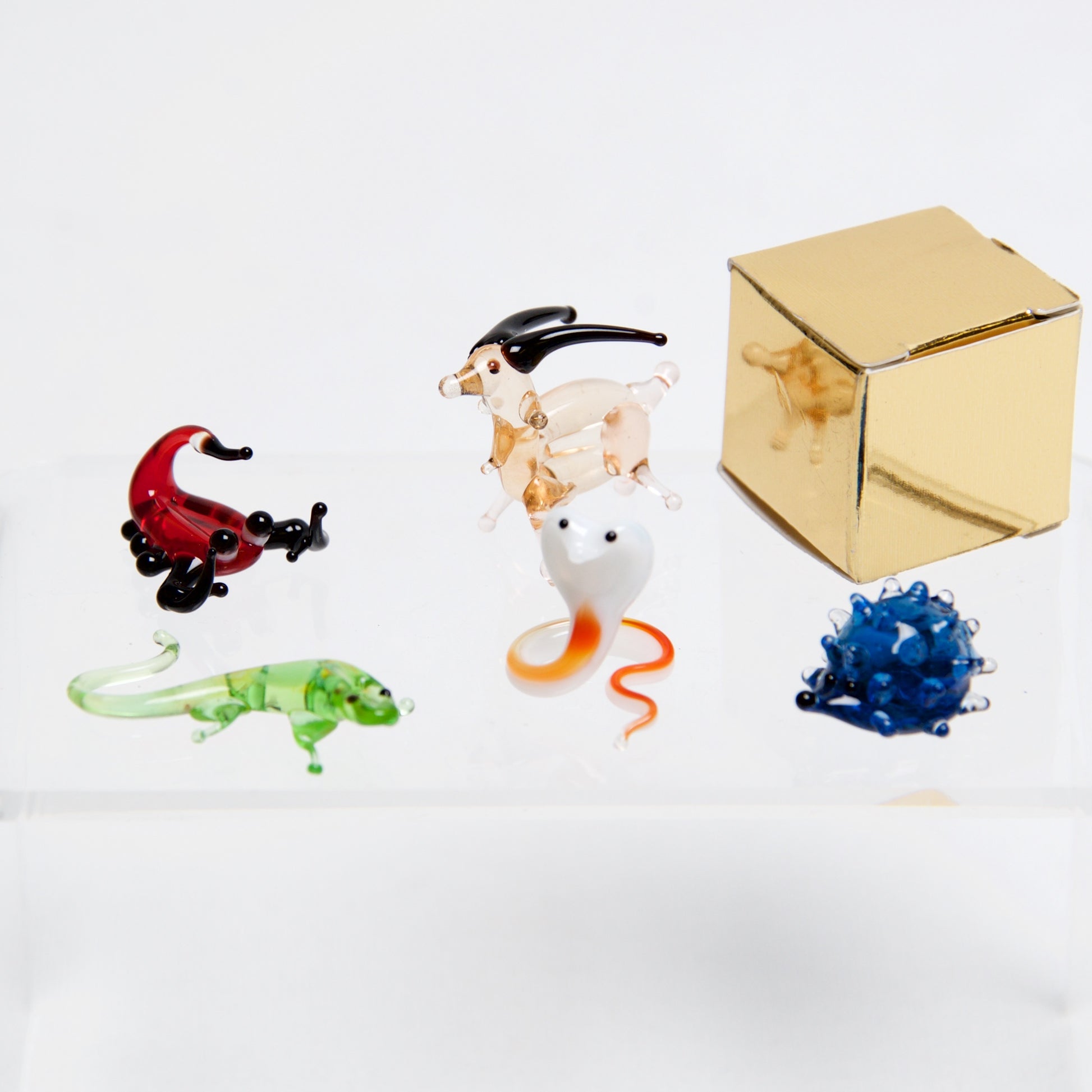 Desert Micro blown glass figurines w/ box. - © Blue Pomegranate Gallery