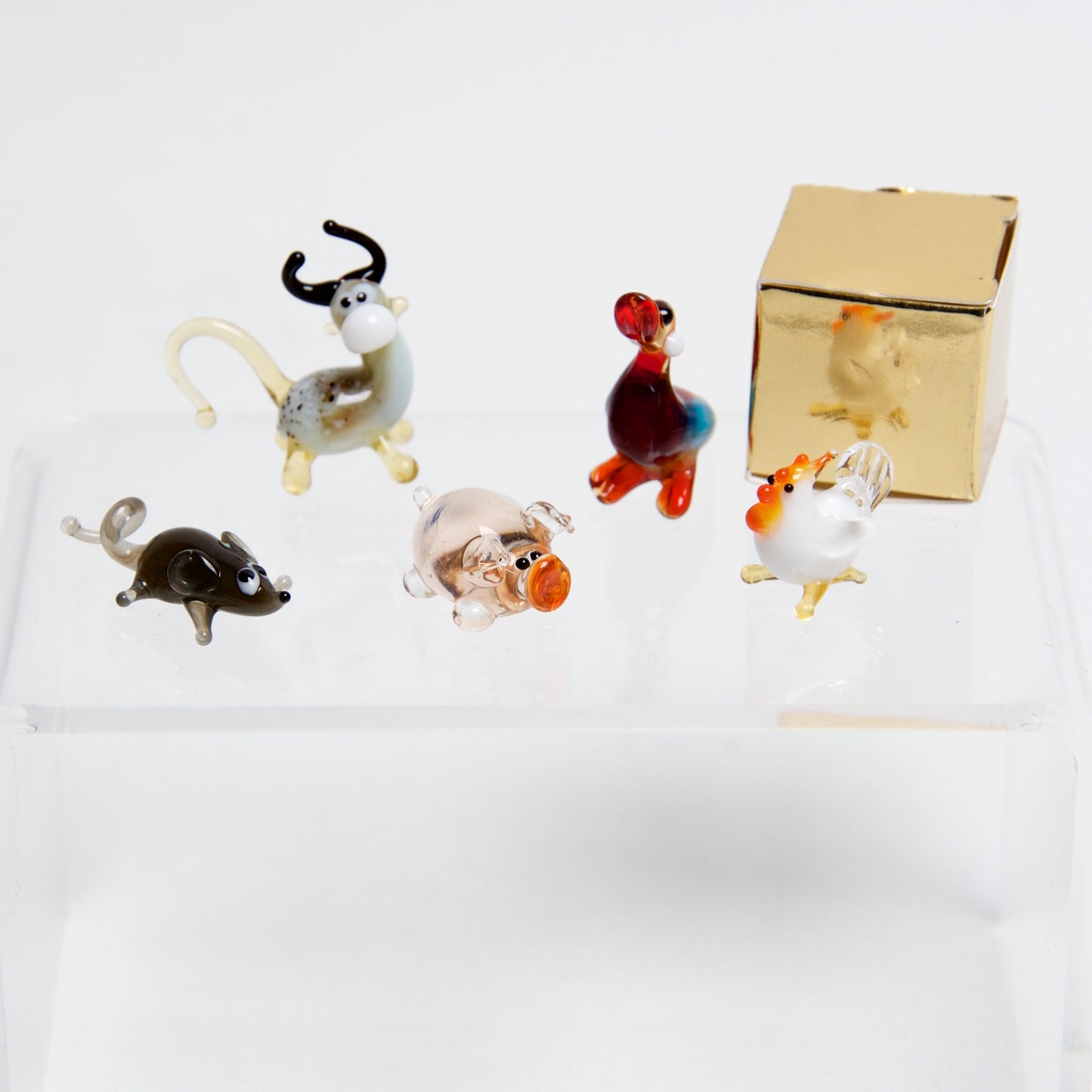 Farm Micro blown glass figurines w/ box. - © Blue Pomegranate Gallery
