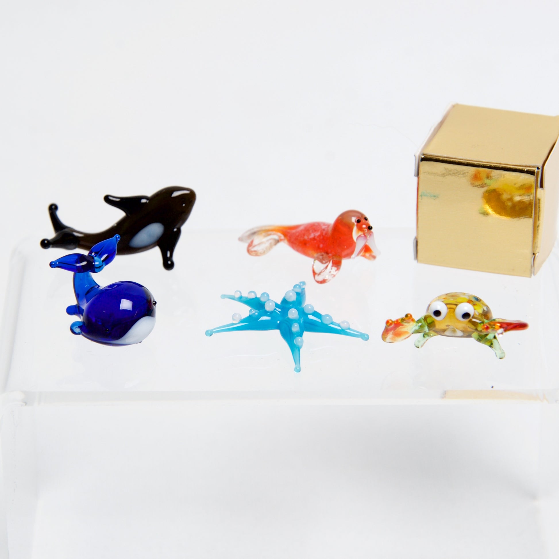 Ocean Micro blown glass figurines w/ box. - © Blue Pomegranate Gallery