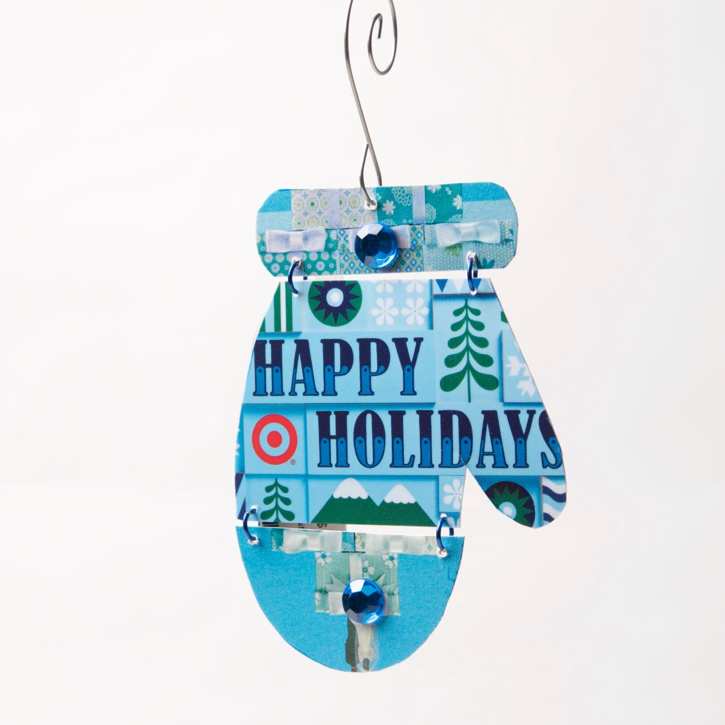 Mitten Ornament from recycled Giftcards - © Blue Pomegranate Gallery
