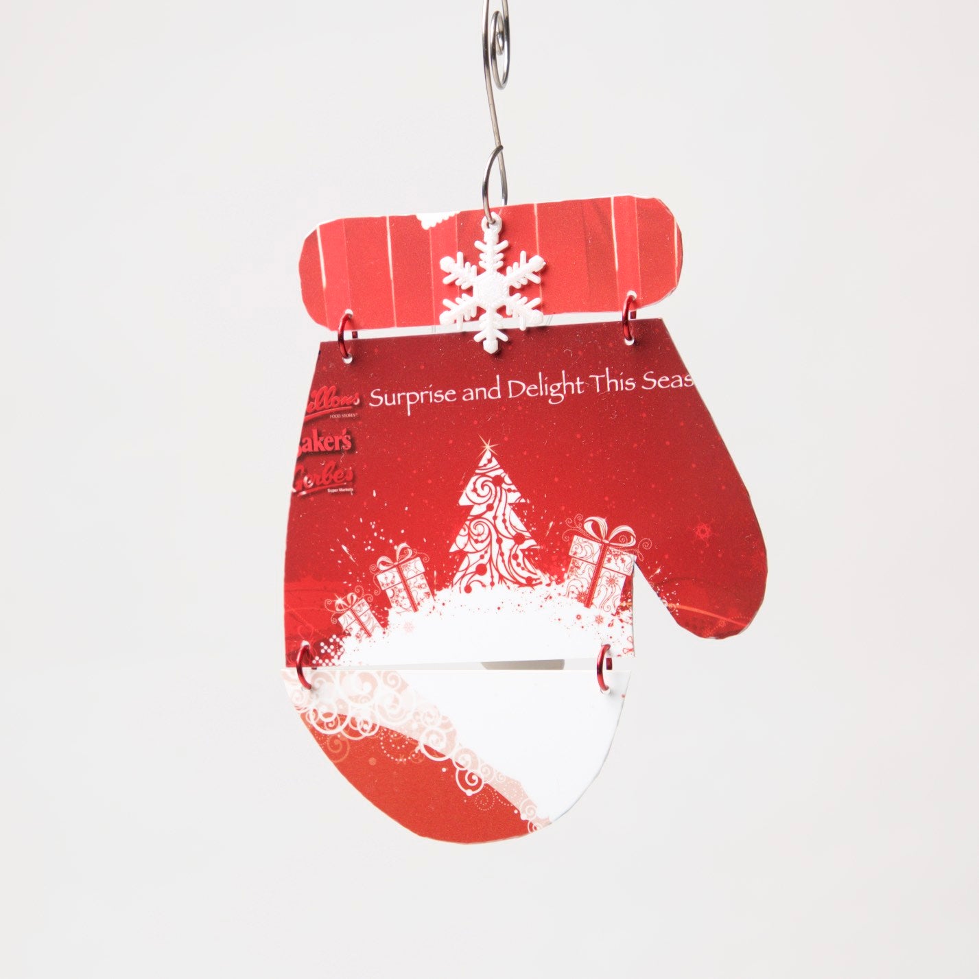 Mitten Ornament from recycled Giftcards - © Blue Pomegranate Gallery