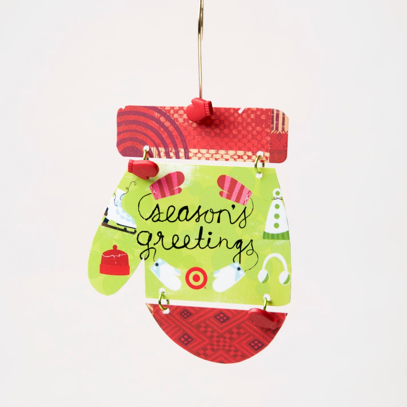 Mitten Ornament from recycled Giftcards - © Blue Pomegranate Gallery