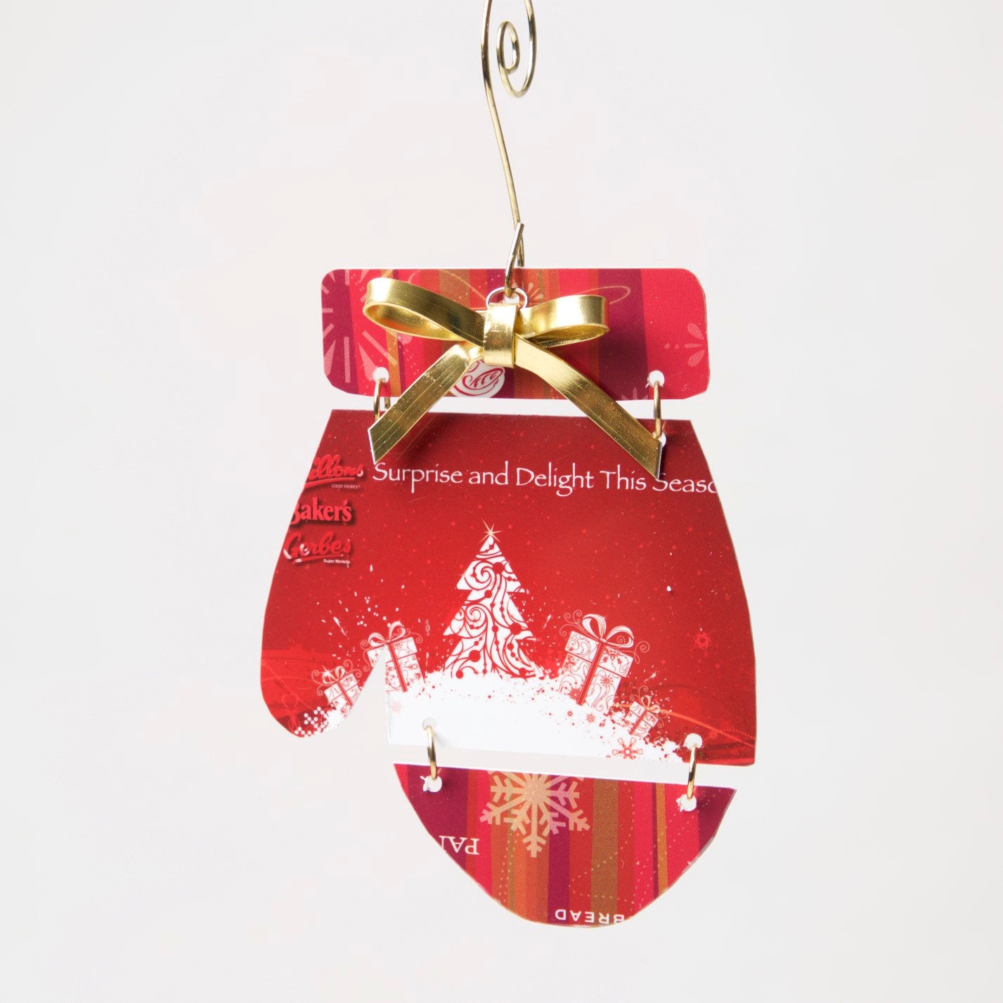 Mitten Ornament from recycled Giftcards - © Blue Pomegranate Gallery