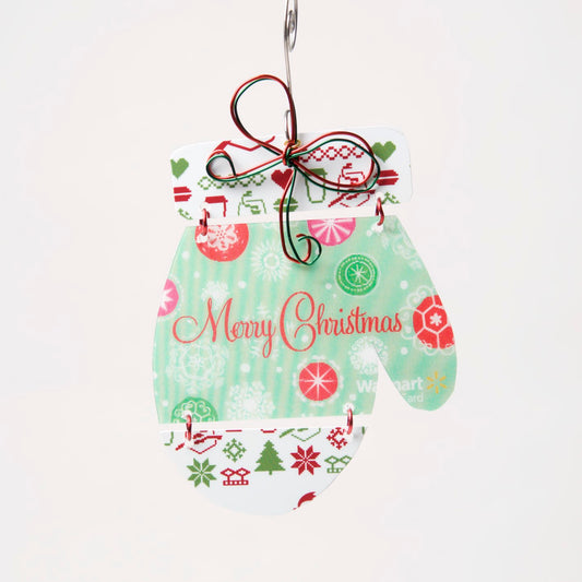 Mitten Ornament from recycled Giftcards - © Blue Pomegranate Gallery
