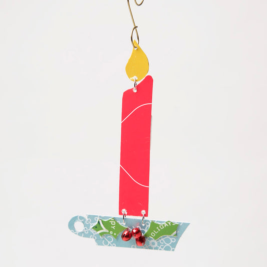 Candle Ornament from recycled Giftcards - © Blue Pomegranate Gallery