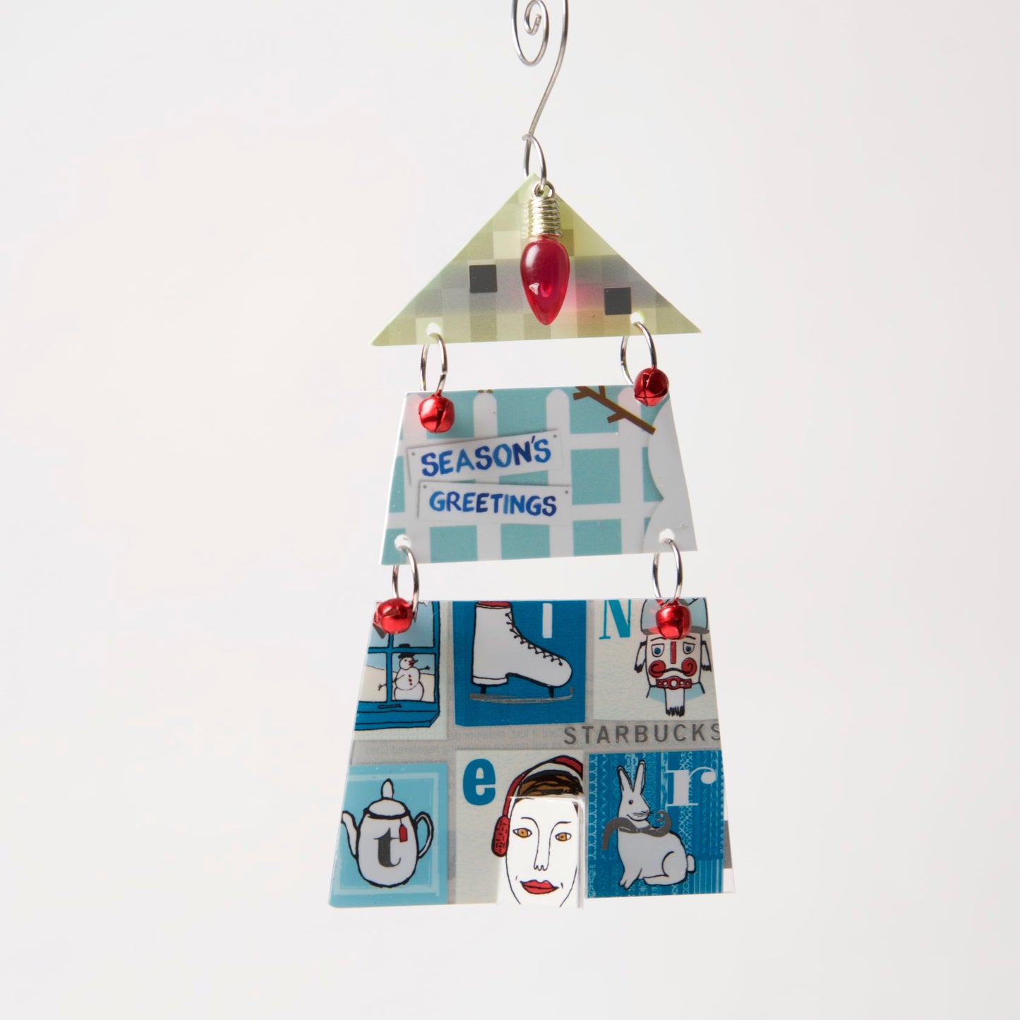 House Ornament from recycled Giftcards - © Blue Pomegranate Gallery