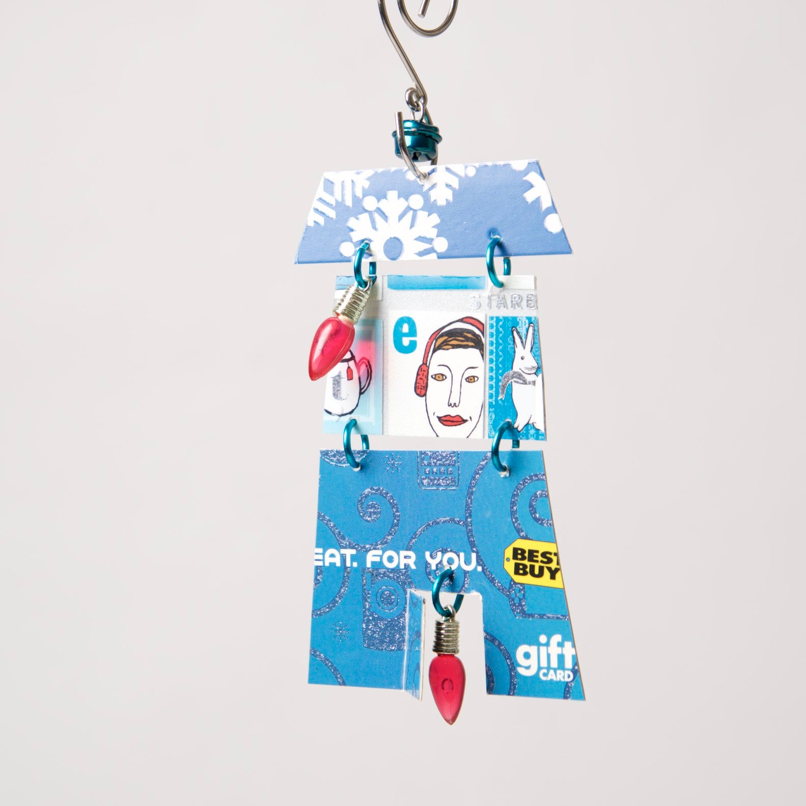 House Ornament from recycled Giftcards - © Blue Pomegranate Gallery