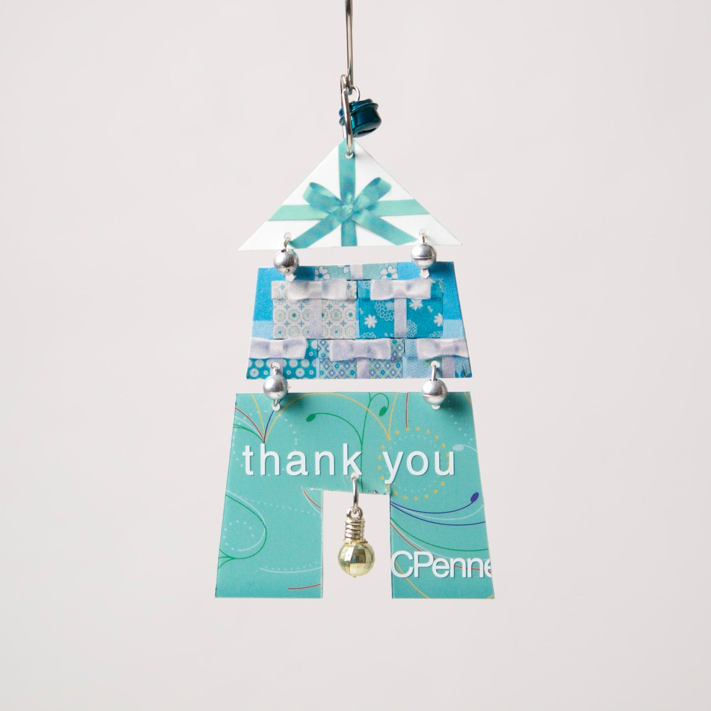 House Ornament from recycled Giftcards - © Blue Pomegranate Gallery