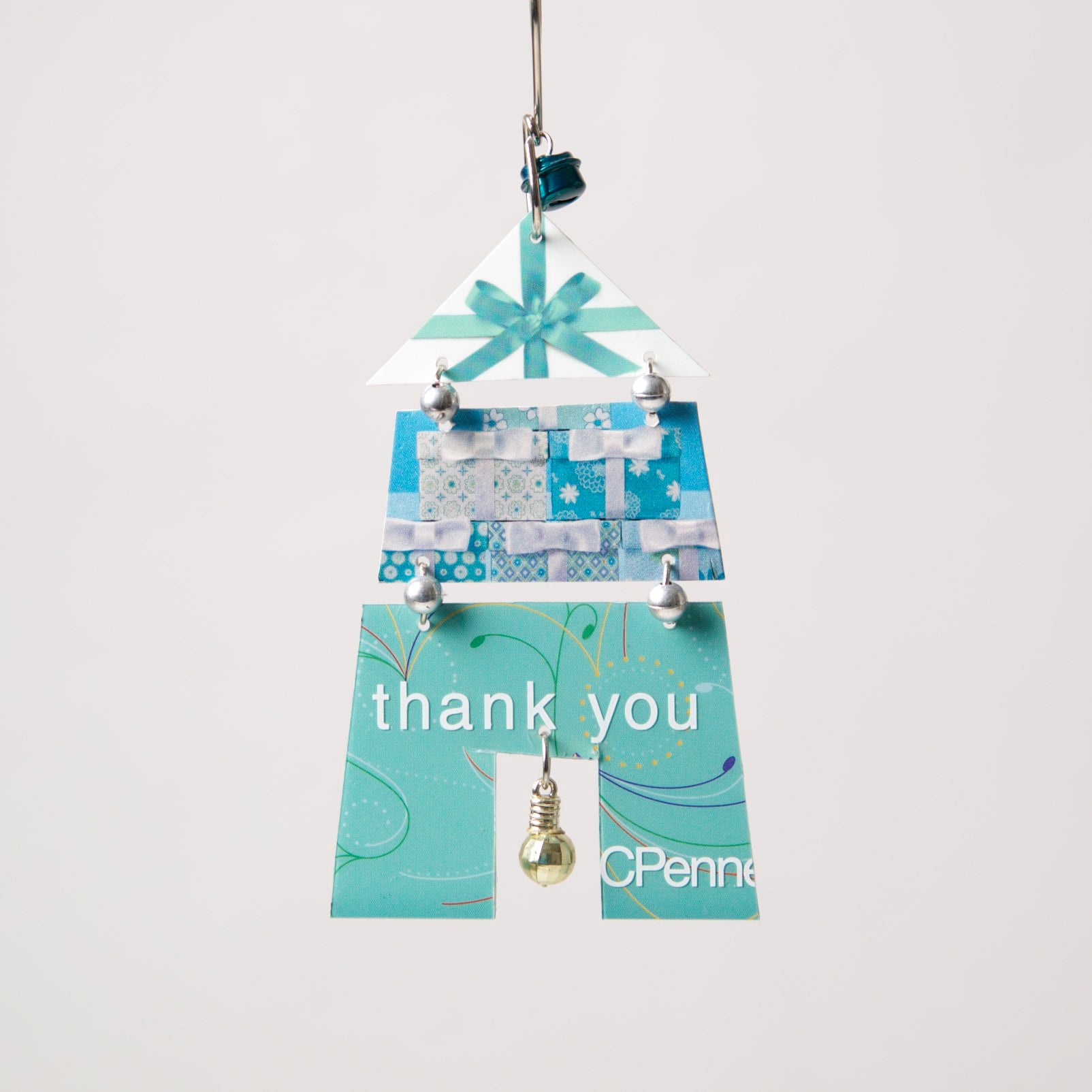 House Ornament from recycled Giftcards - © Blue Pomegranate Gallery