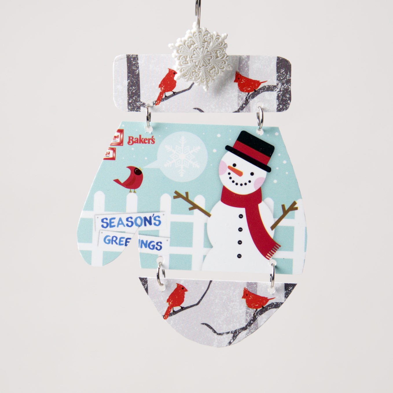 Mitten Ornament from recycled Giftcards - © Blue Pomegranate Gallery