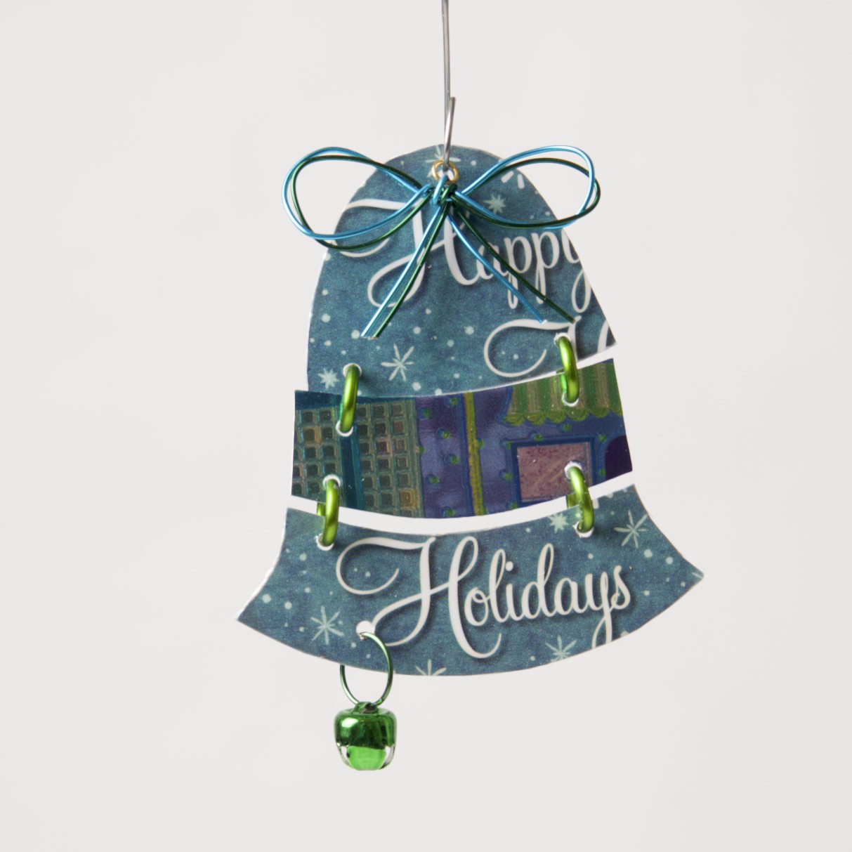 Bell Ornament from recycled Giftcards - © Blue Pomegranate Gallery