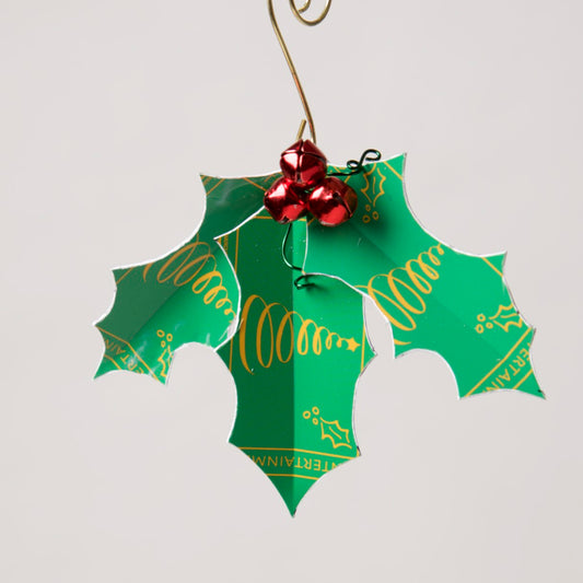 Holly Ornament from recycled Giftcards - © Blue Pomegranate Gallery