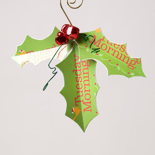 Holly Ornament from recycled Giftcards - © Blue Pomegranate Gallery