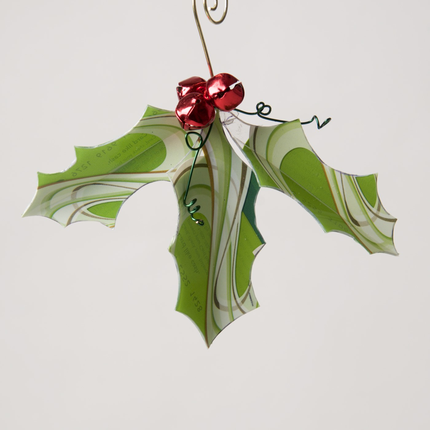 Holly Ornament from recycled Giftcards - © Blue Pomegranate Gallery