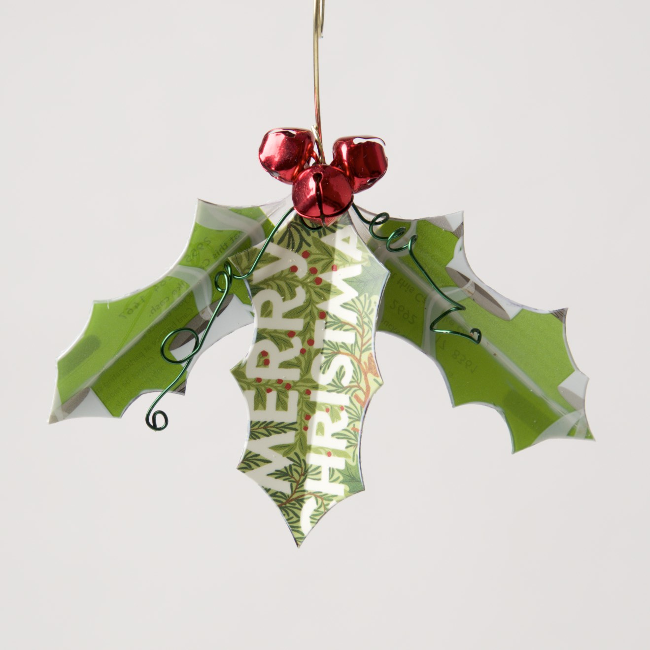 Holly Ornament from recycled Giftcards - © Blue Pomegranate Gallery