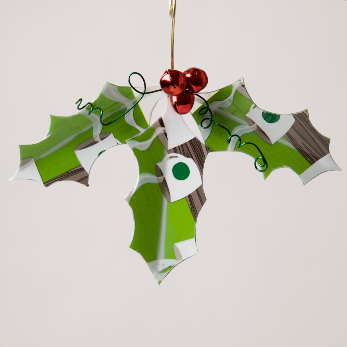 Holly Ornament from recycled Giftcards - © Blue Pomegranate Gallery