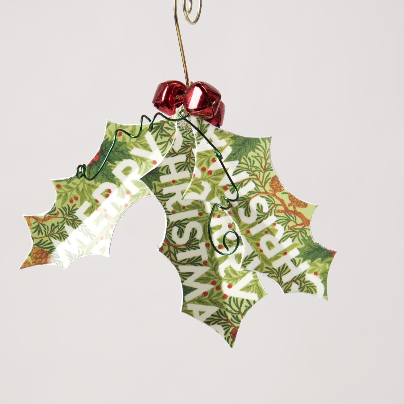 Holly Ornament from recycled Giftcards - © Blue Pomegranate Gallery