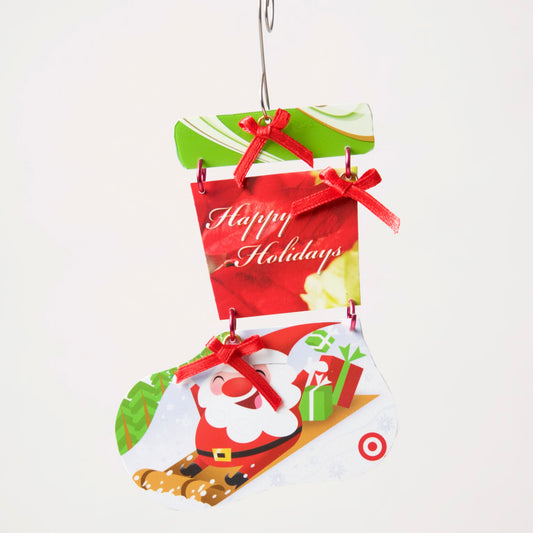 Stocking Ornament from recycled Giftcards - © Blue Pomegranate Gallery