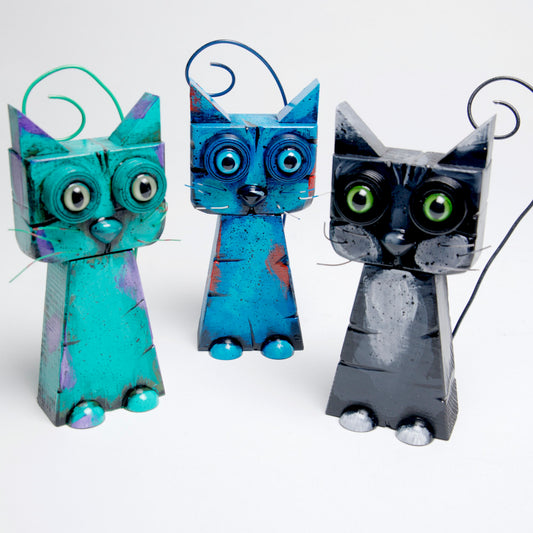 Odd Cats by Mary Kolar.  4” x 9” Wood - © Blue Pomegranate Gallery