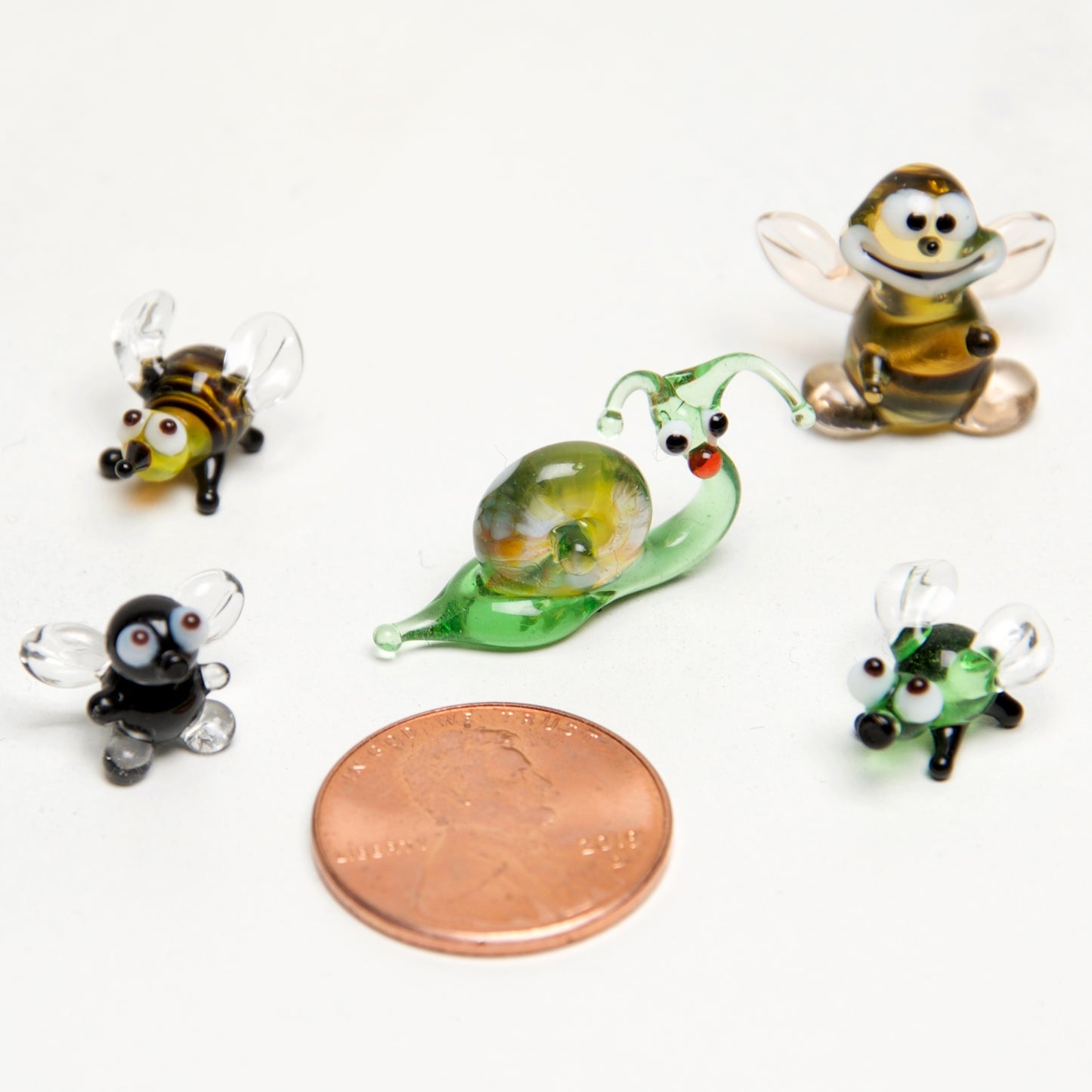 Bugs & Slugs Micro blown glass figurines w/ box. - © Blue Pomegranate Gallery