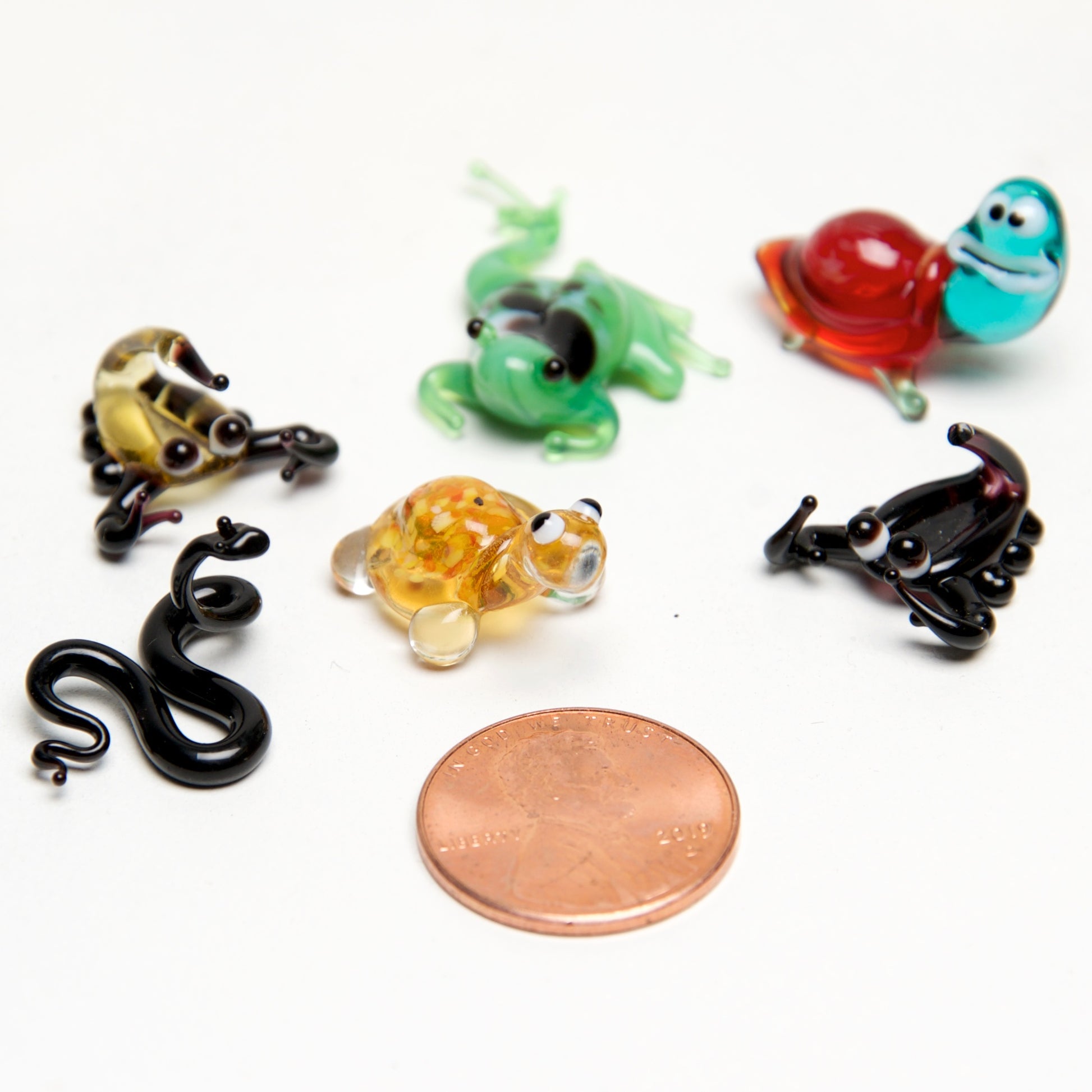 Desert Micro blown glass figurines w/ box. - © Blue Pomegranate Gallery