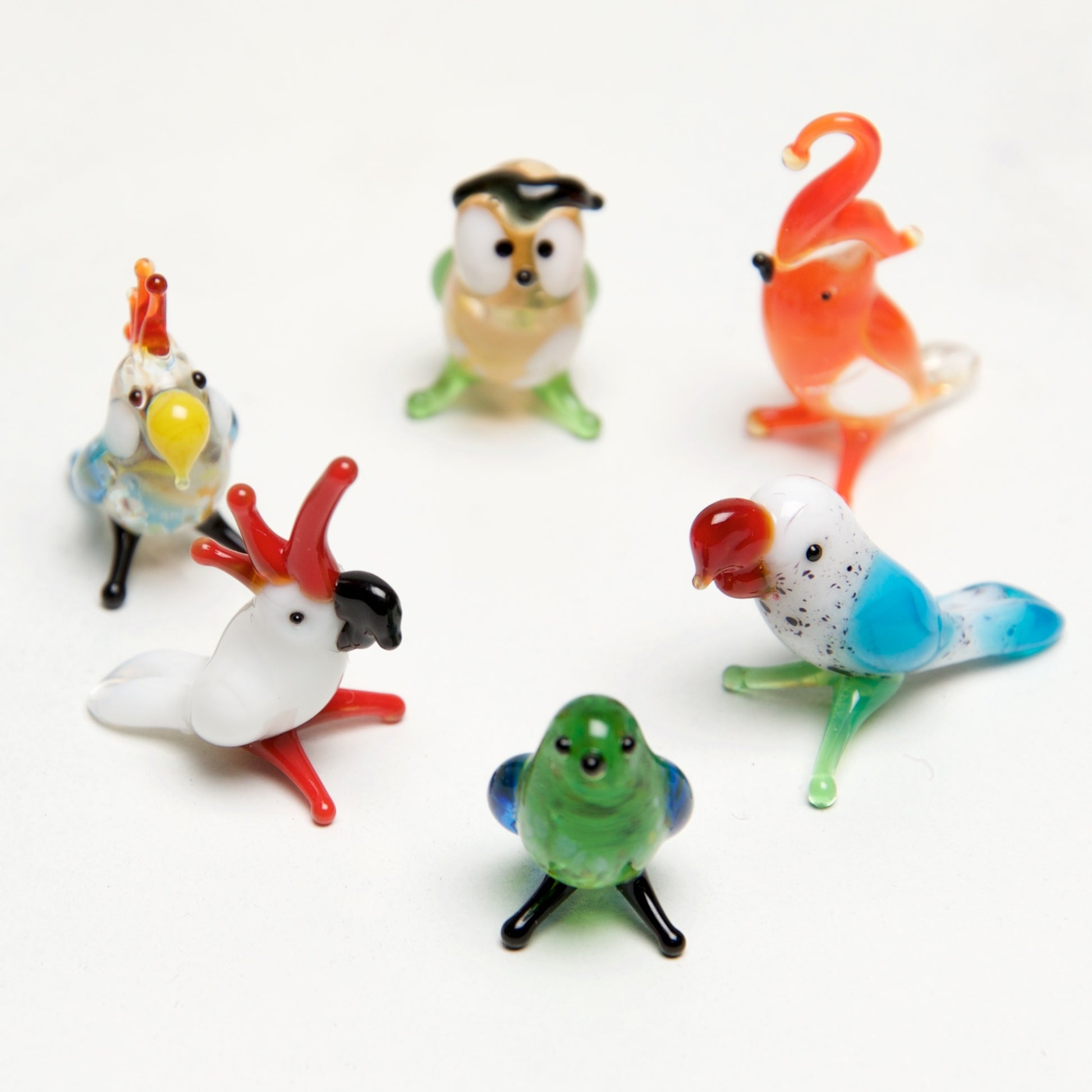 Birds Micro blown glass figurines w/ box. - © Blue Pomegranate Gallery