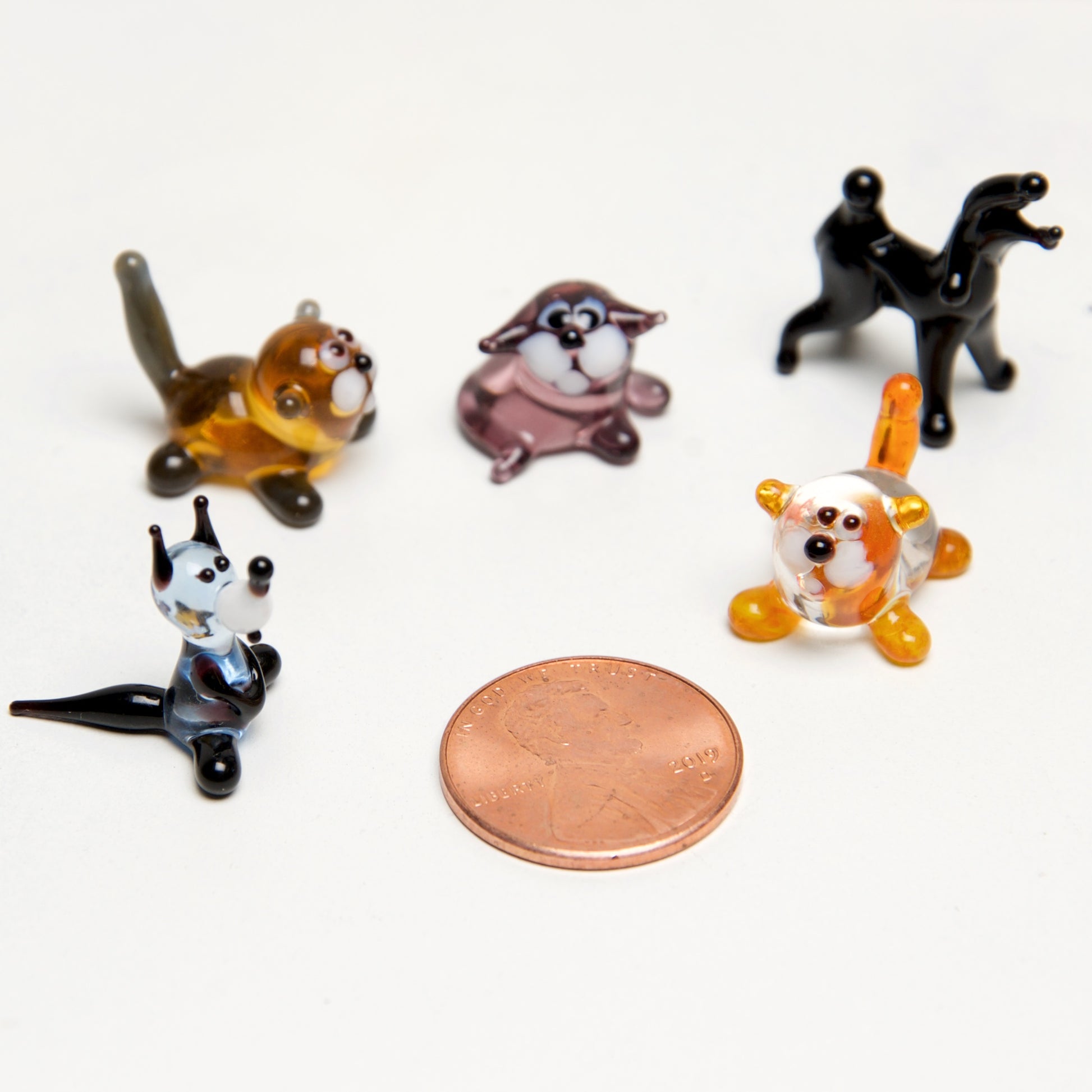 Pets Micro blown glass figurines w/ box. - © Blue Pomegranate Gallery