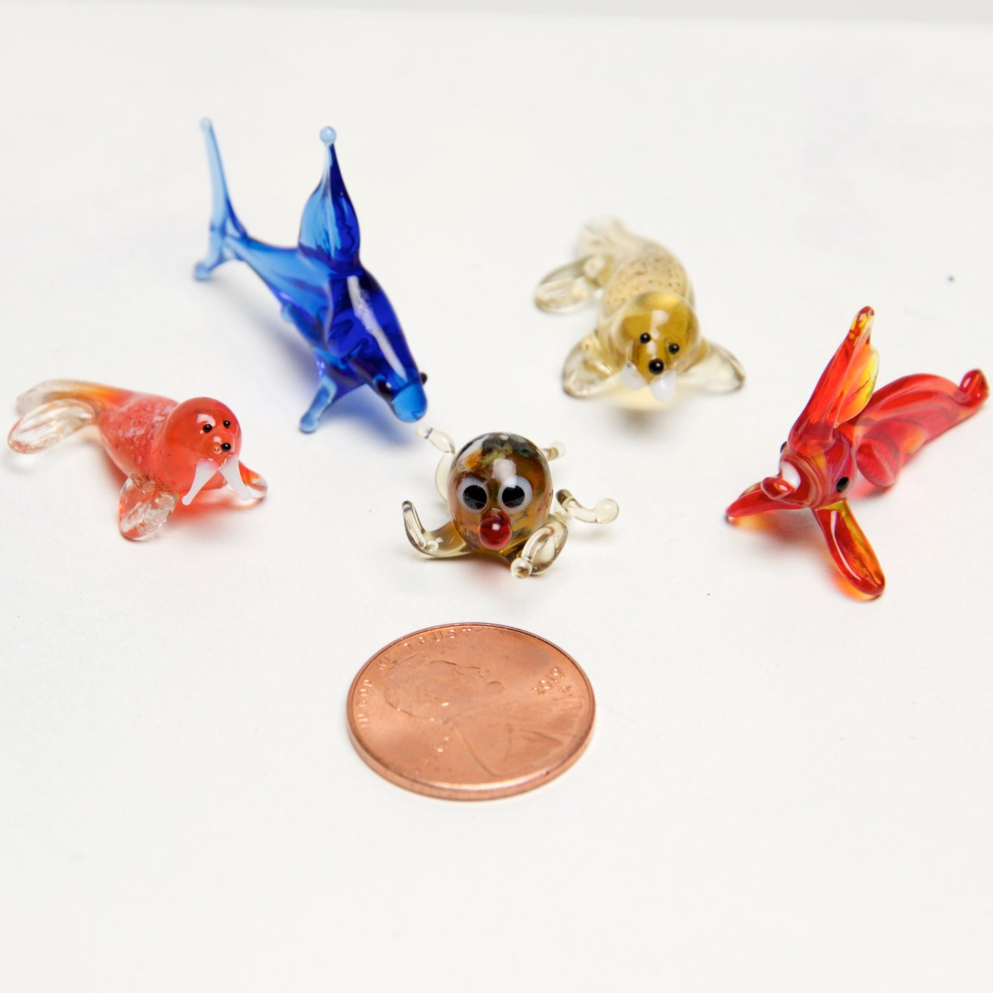 Ocean Micro blown glass figurines w/ box. - © Blue Pomegranate Gallery