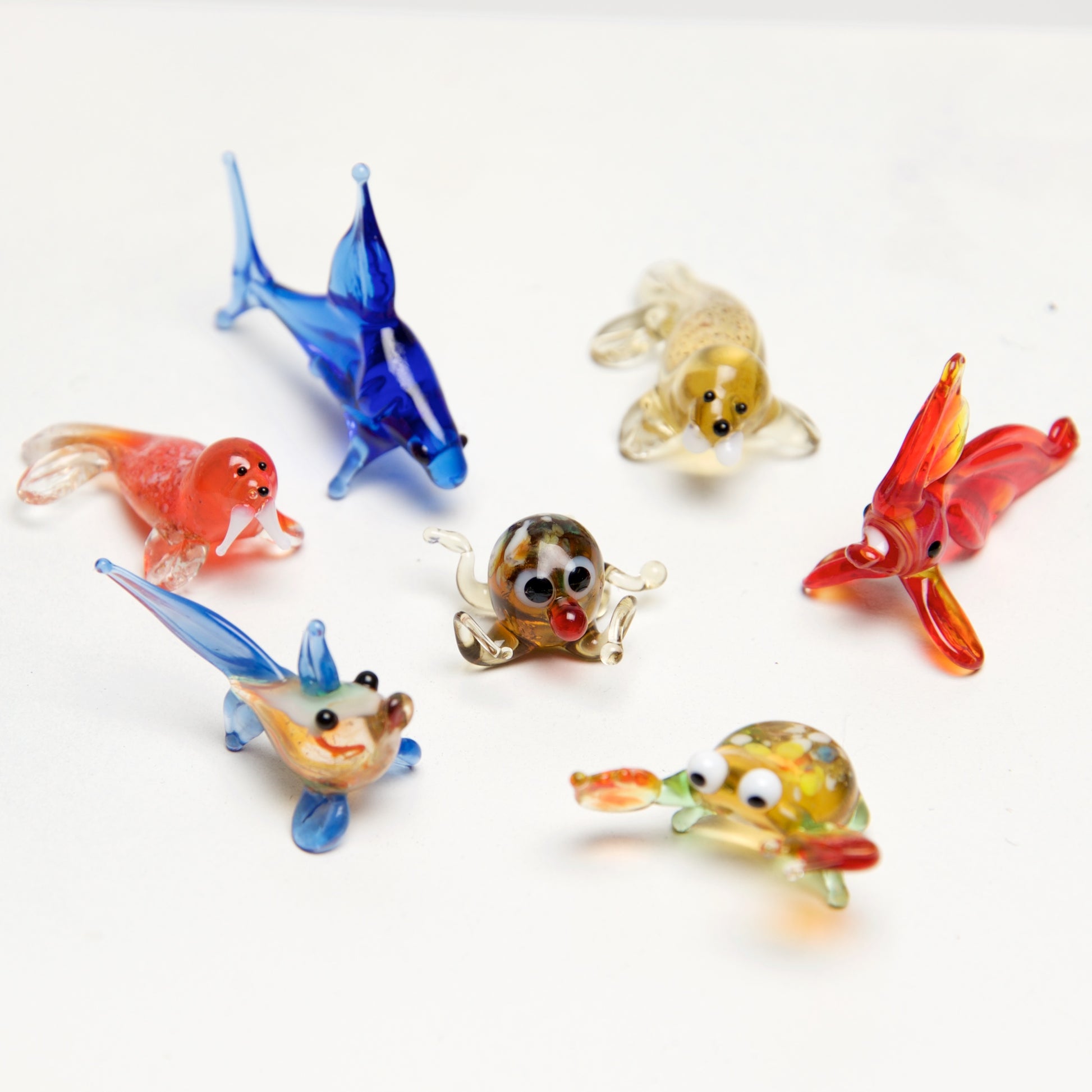 Ocean Micro blown glass figurines w/ box. - © Blue Pomegranate Gallery