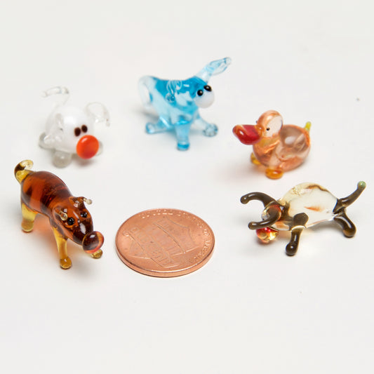 Farm Micro blown glass figurines w/ box. - © Blue Pomegranate Gallery