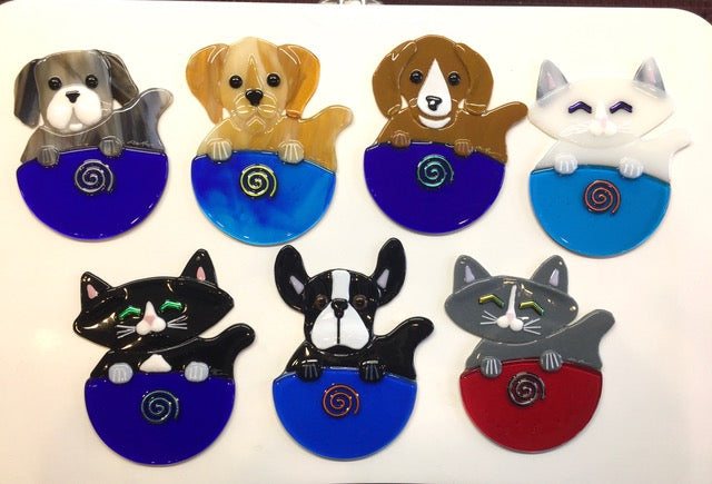 Pup and Kitten Cups- One of a kinds -  by Charlotte Behrens - © Blue Pomegranate Gallery