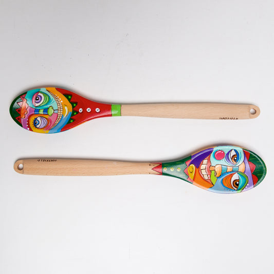 Elf Funny Face wood spoons by Linda Hatfield - © Blue Pomegranate Gallery