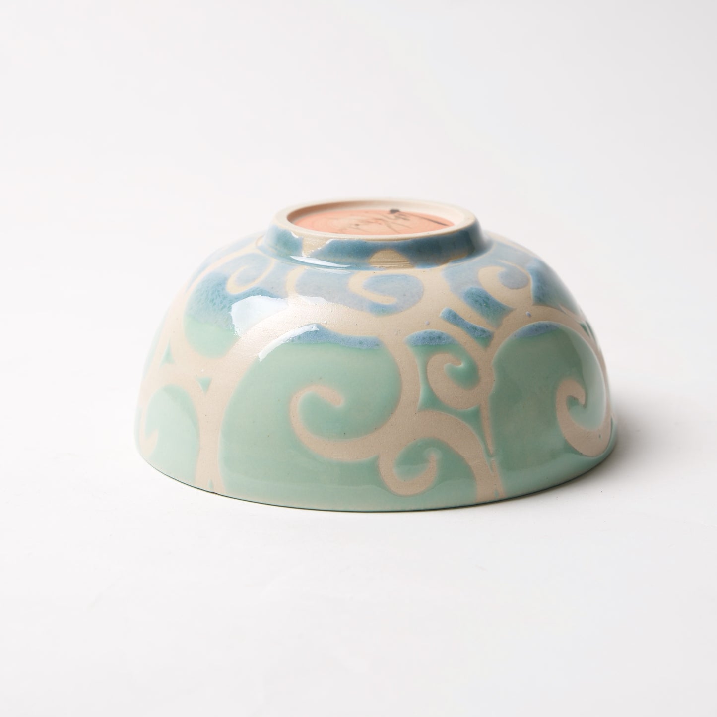 Light Blue Swirly Bowl by Liz Kinder - © Blue Pomegranate Gallery
