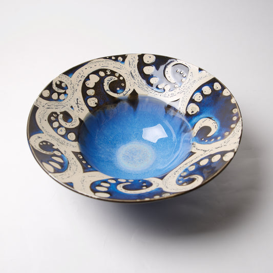 Cobalt Swirly Large Wide Bowl by Liz Kinder - © Blue Pomegranate Gallery