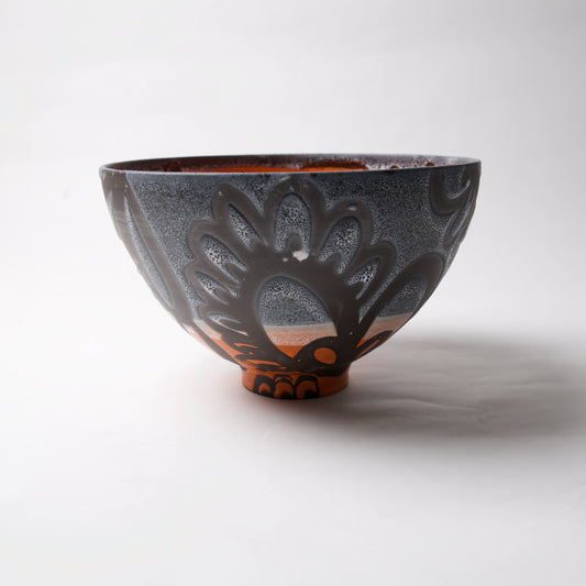 Large Blue/Orange Bowl by Liz Kinder - © Blue Pomegranate Gallery
