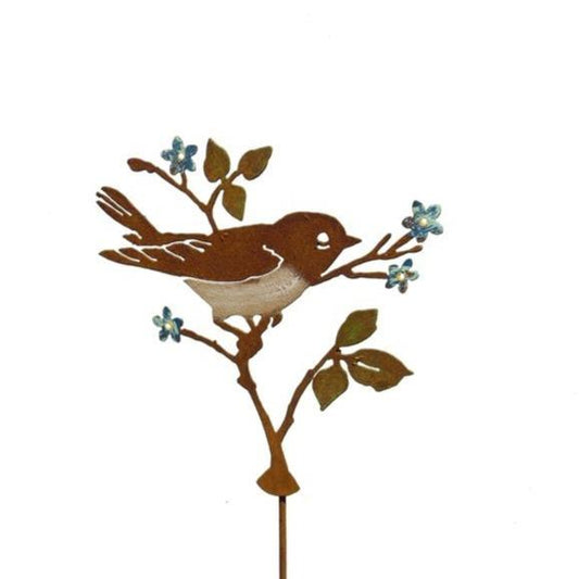 Warbler on Forget me nots Stake by Jim & Madeleine Crowdus - © Blue Pomegranate Gallery