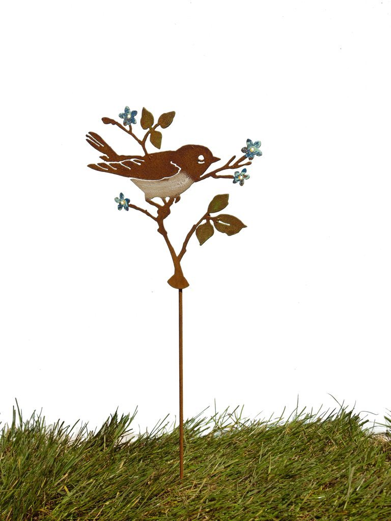 Warbler on Forget me nots Stake by Jim & Madeleine Crowdus - © Blue Pomegranate Gallery